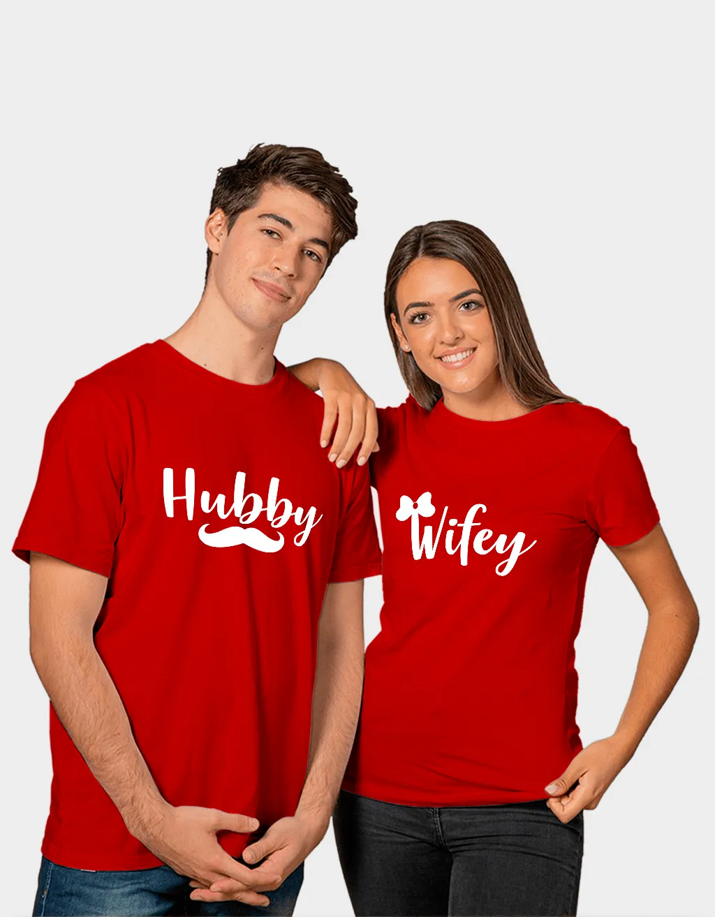 hubby wifey t shirts for couple red couple tshirt online india