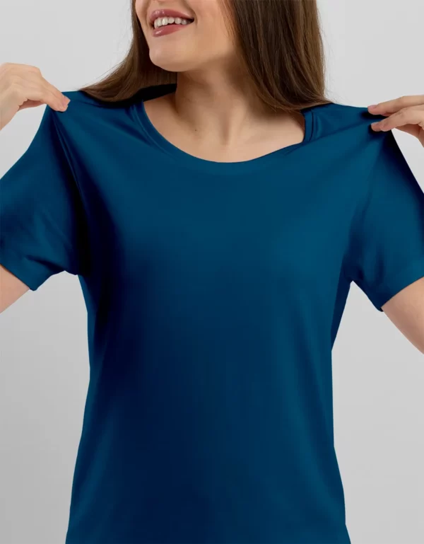 petrol blue t shirt for womens online india