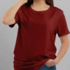 plain maroon t shirt for women online india