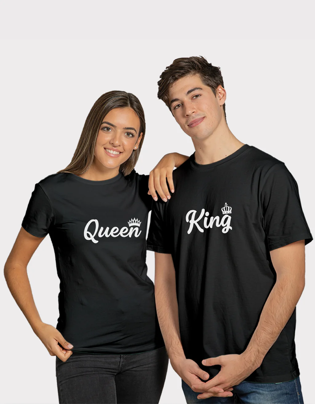 T-Shirt Partner Look Line King Queen Per Coppie – Regalo Divertente, Cotone 100%