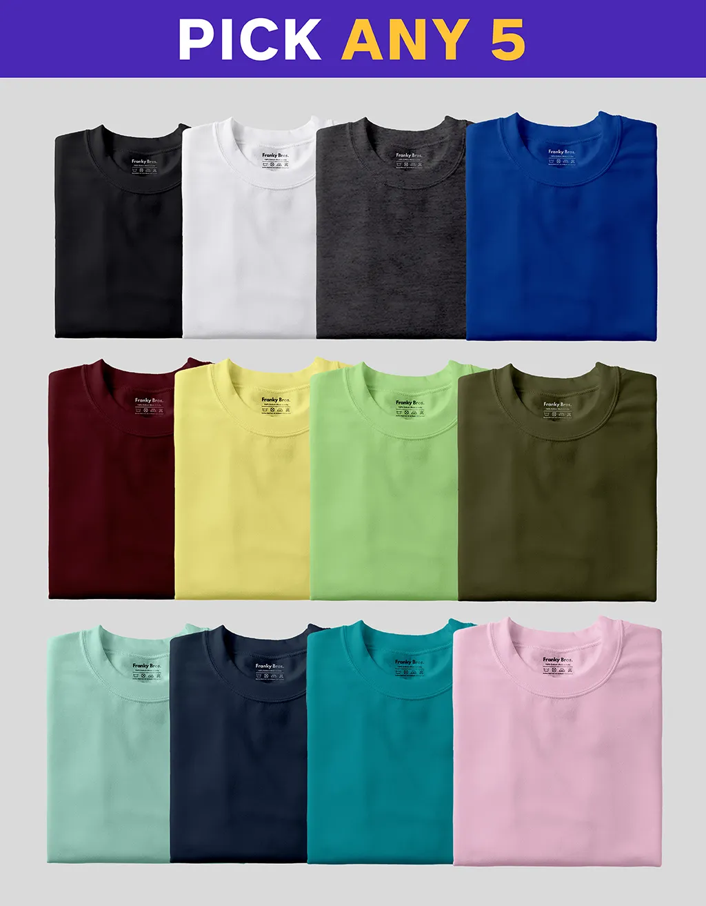 plain t shirt combo offer pack of 5 online under 500 in india