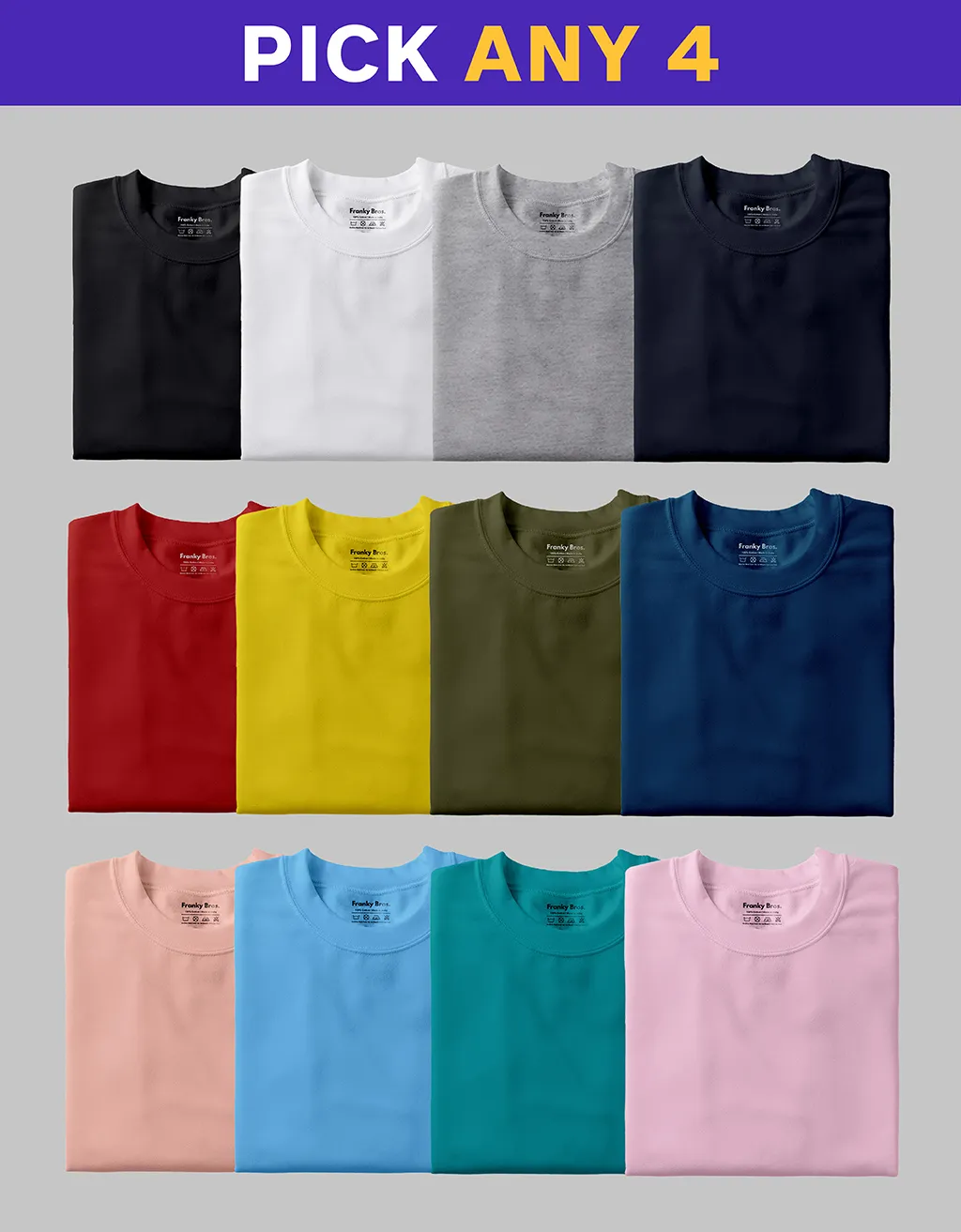 plain t shirts combo pack of 4 under 500 online india