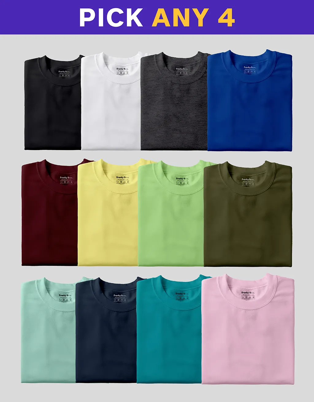 Ellers kredsløb forhold Buy Plain T shirt Combo - Pick Any 4 Online in India