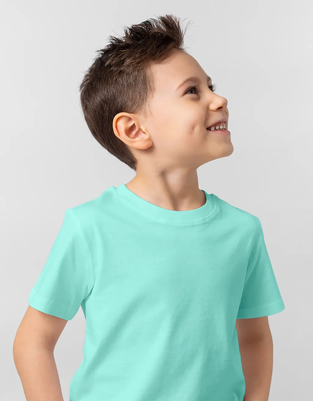 Mintgreen Kinder Shirt Voor Jongens - Effen Katoen - Met Parels En Kraag - Leeftijd 7-14 Jaar - Schooluniform Geschikt