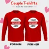 customized full sleeve couple t shirt for lovers pre wedding shoot anniversary gifts for couples online india