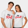cute couple t shirt white king queen t shirts online india