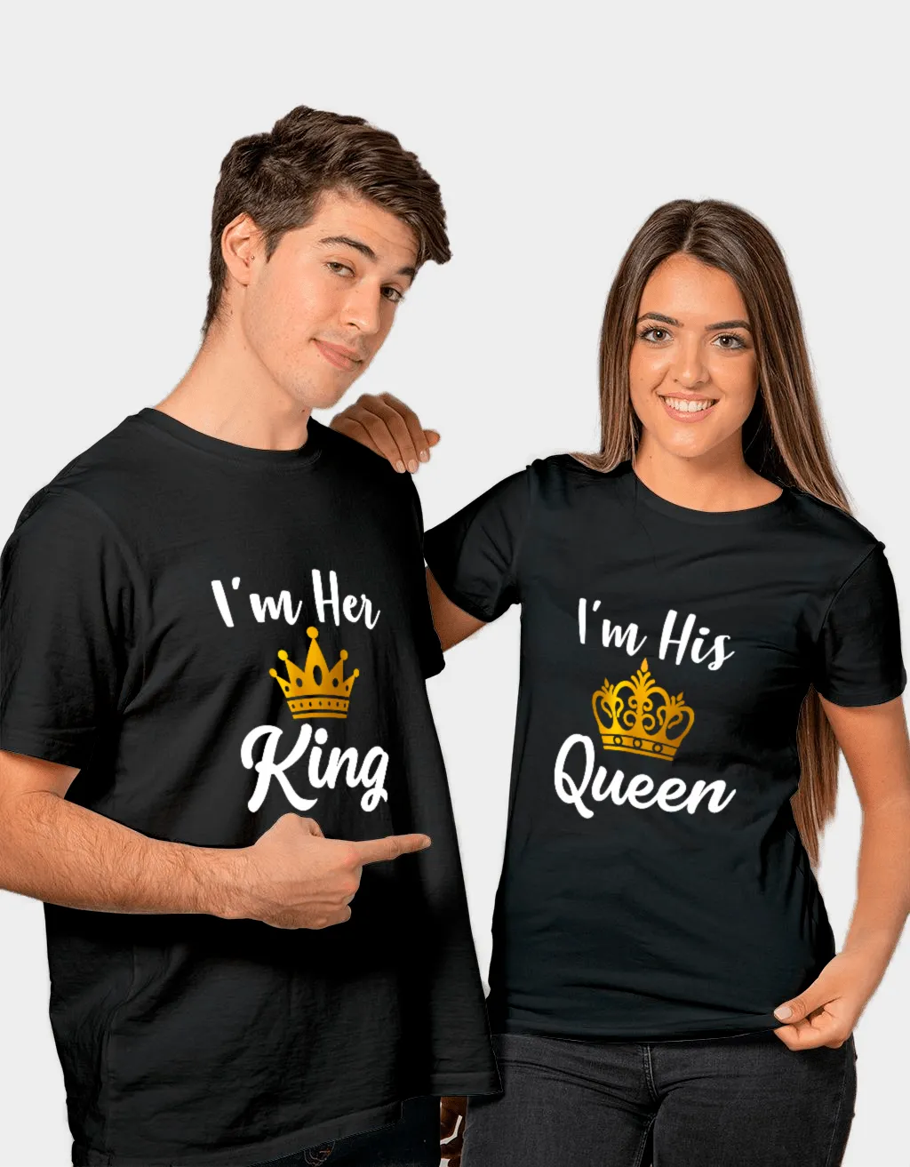king queen t shirt for couples black online india